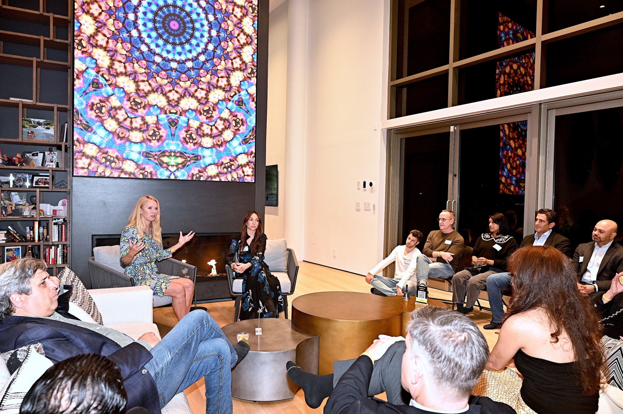 Founders in conversation at an Astronomic founder dinner in a private home.